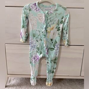 Posh peanut ruffle infant zipper footie